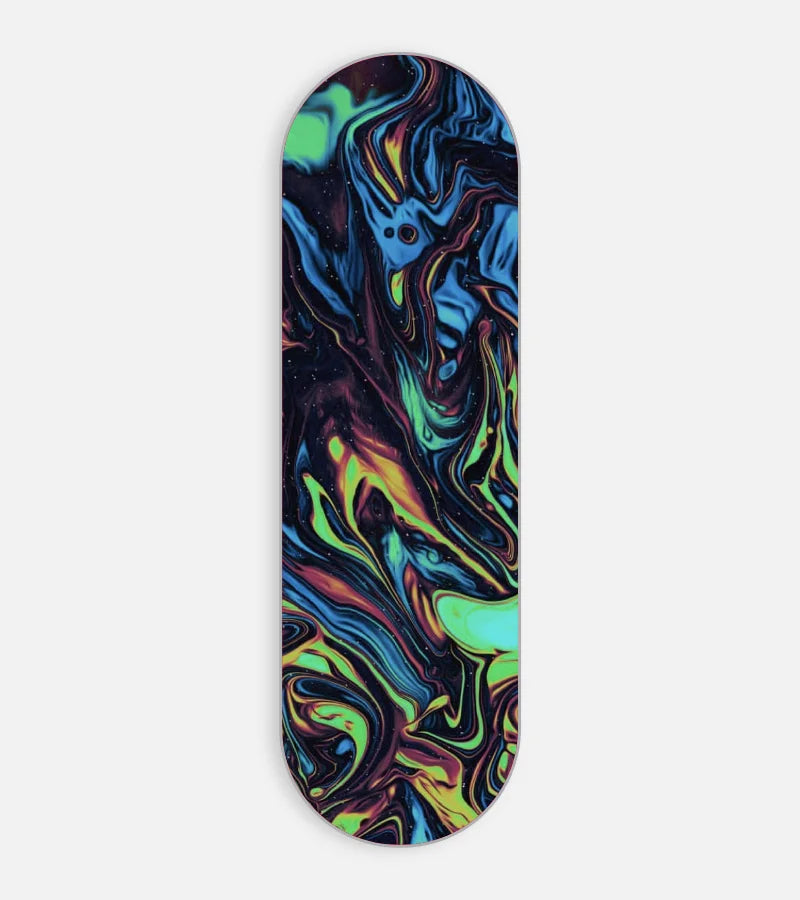 Mobile phone grip slider with a colorful design on a white background