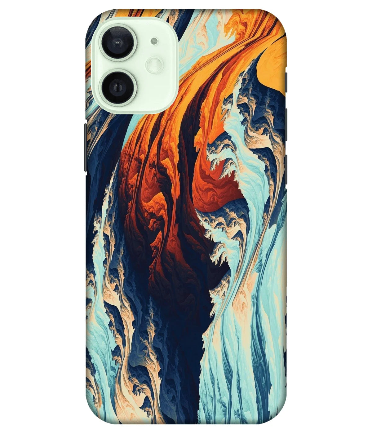 A product shot of a slim hard case with a colorful design.