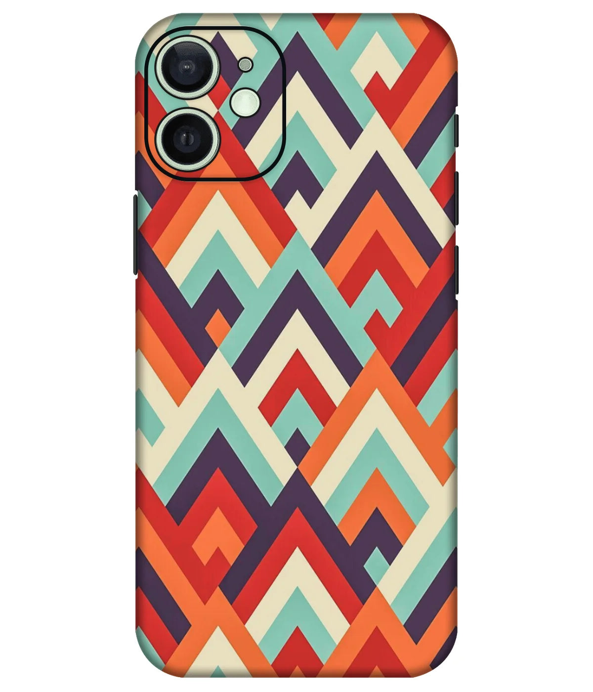 Image of a phone case featuring a mobile skin with a graphic design.