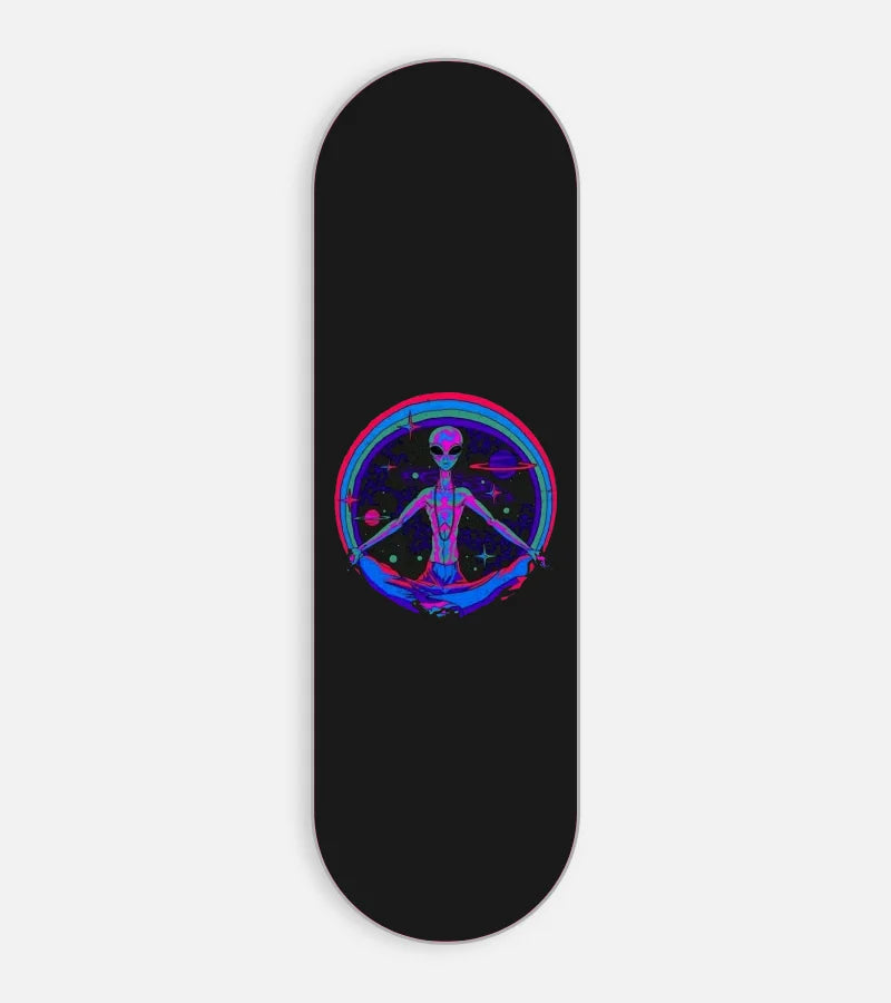 Mobile phone grip slider with a colorful design on a white background