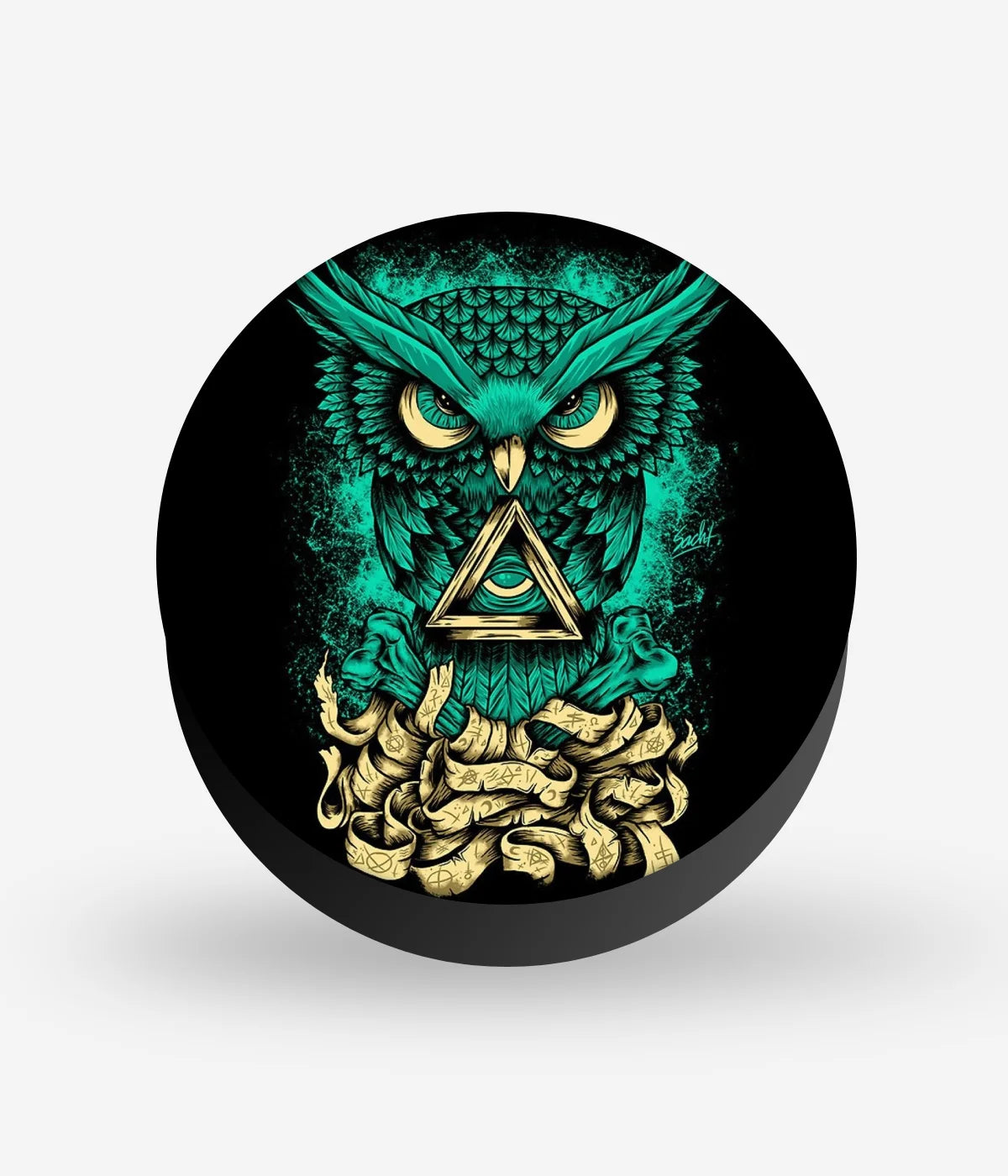 Mobile phone grip with a colorful design on a white background