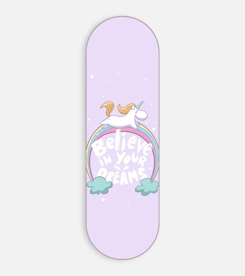 Mobile phone grip slider with a colorful design on a white background