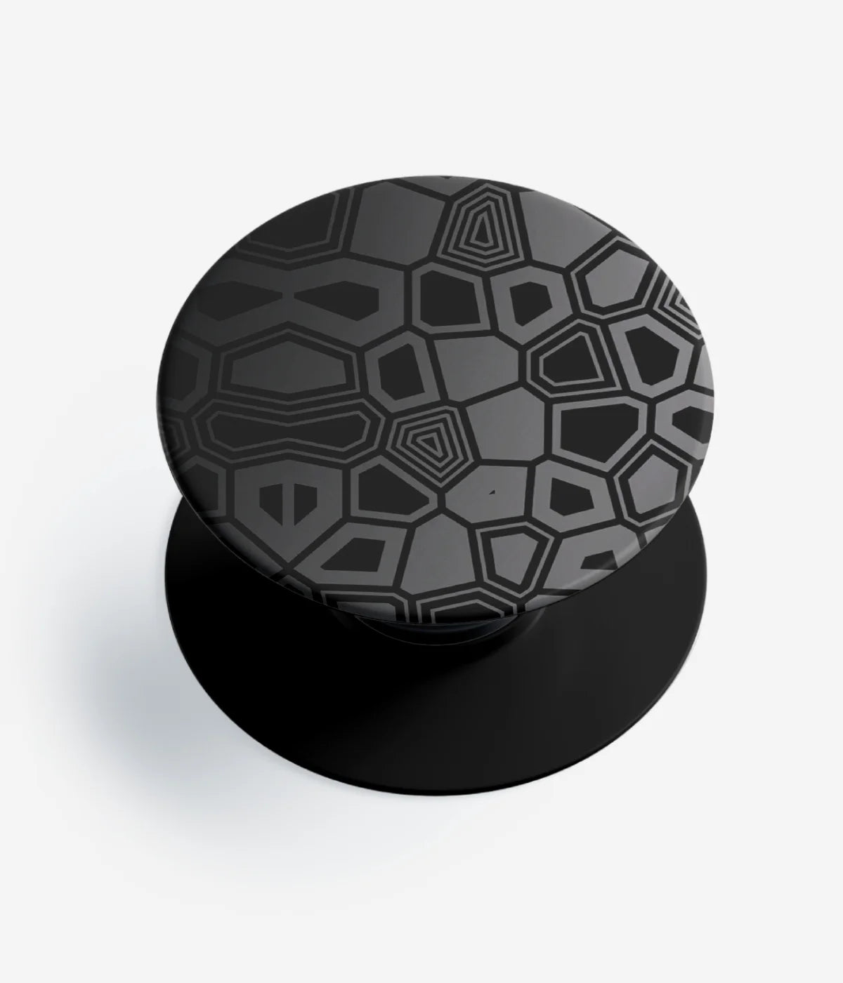 A top-down view of a phone grip holder on a clean white background