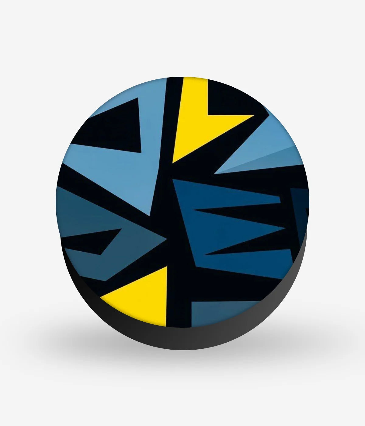 Mobile phone grip with a colorful design on a white background