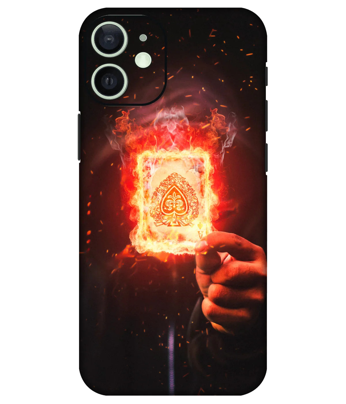 Image of a phone case featuring a mobile skin with a graphic design.