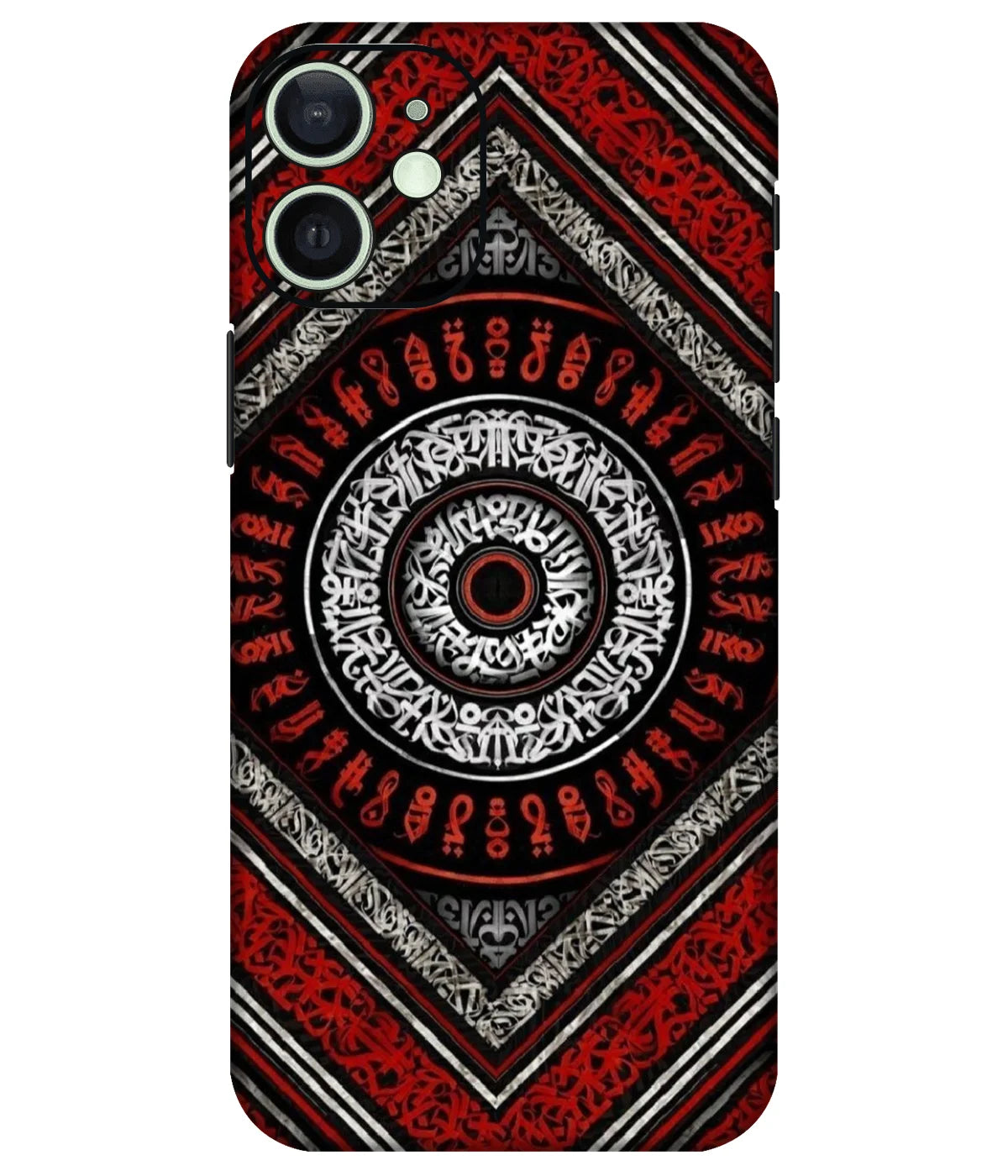Image of a phone case featuring a mobile skin with a graphic design.