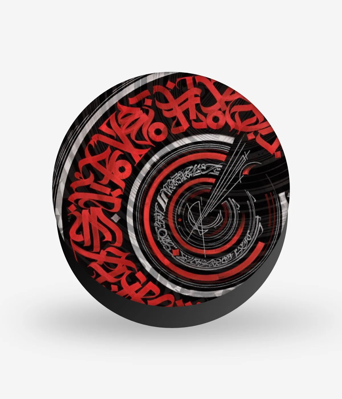 Mobile phone grip with a colorful design on a white background