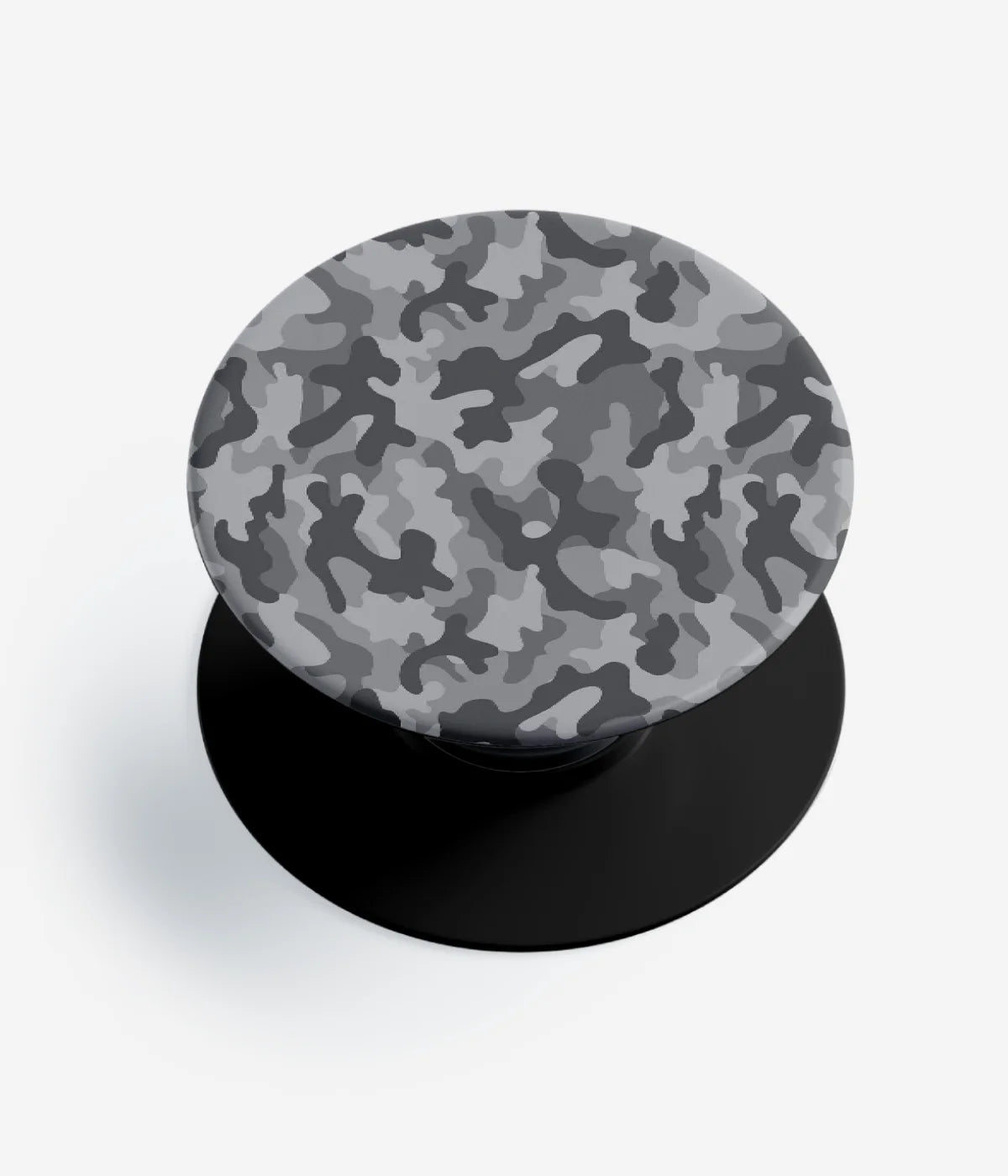 A top-down view of a phone grip holder on a clean white background