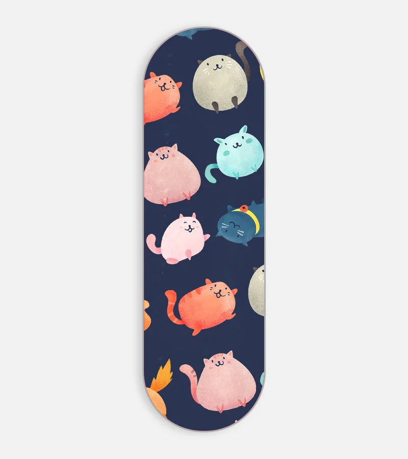 Mobile phone grip slider with a colorful design on a white background