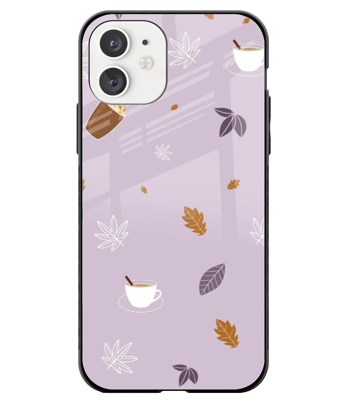 A front-on view of a glass phone case with a colorful design.