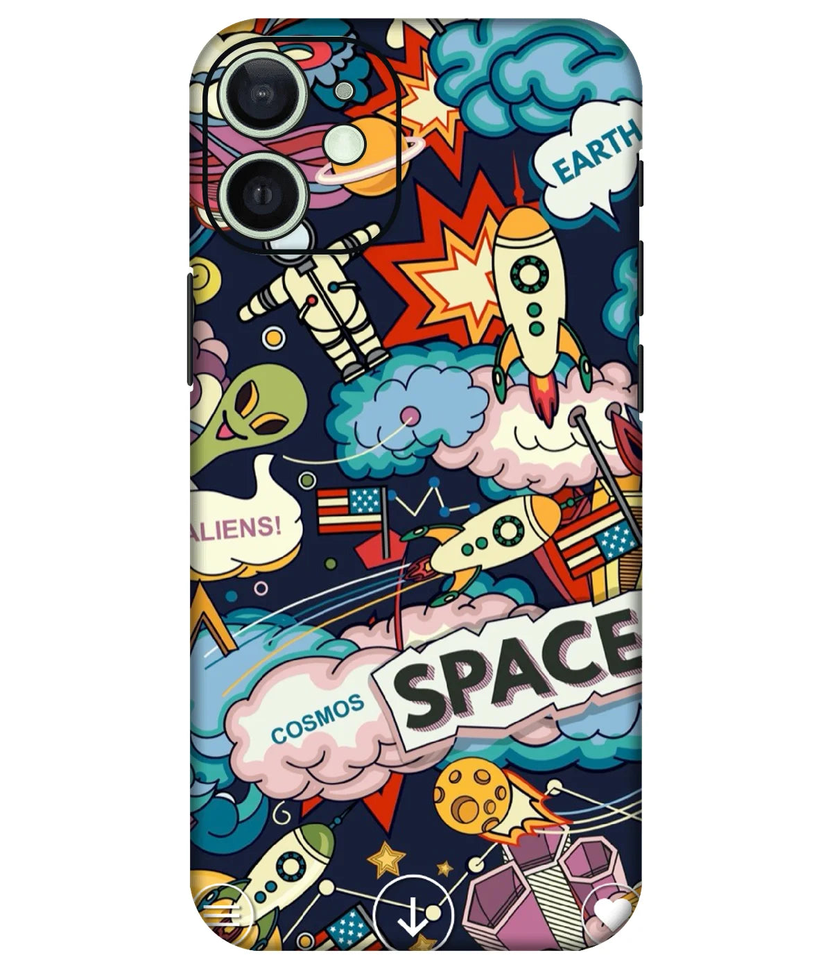 Image of a phone case featuring a mobile skin with a graphic design.