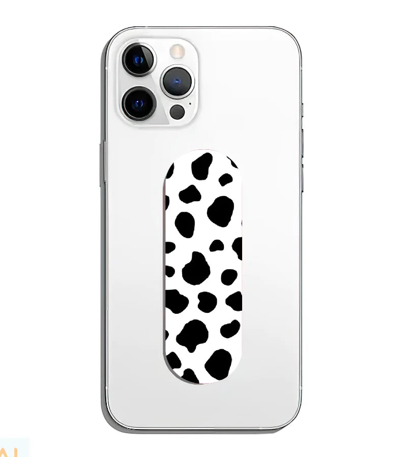A phone grip slider applied to the back of a smartphone.