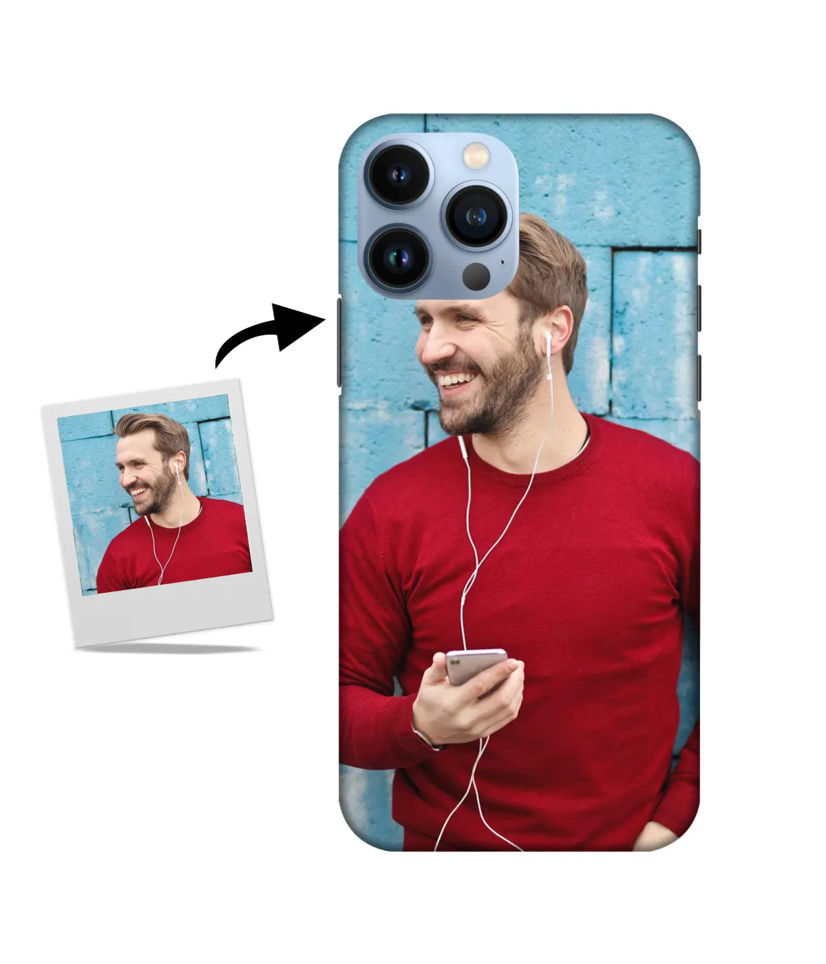 Customized iPhone 13 Pro Slim Hard Case showing a personalized photo print.