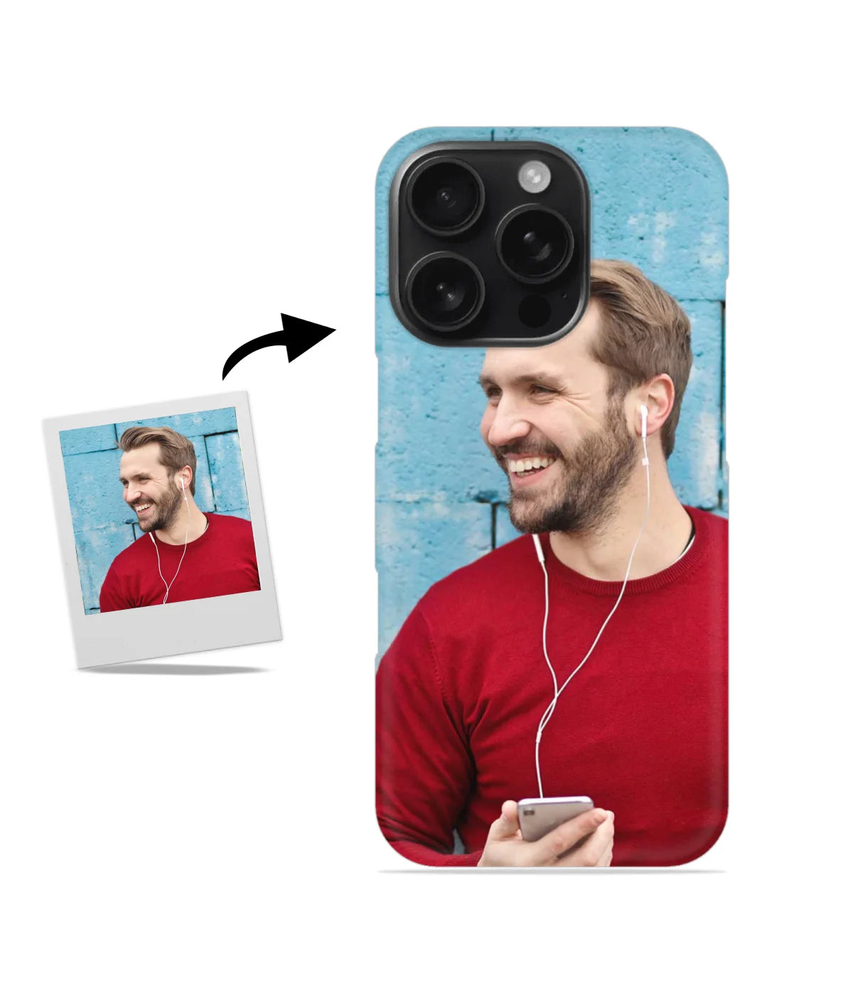 Customized iPhone 16 Pro Slim Hard Case showing a personalized photo print.