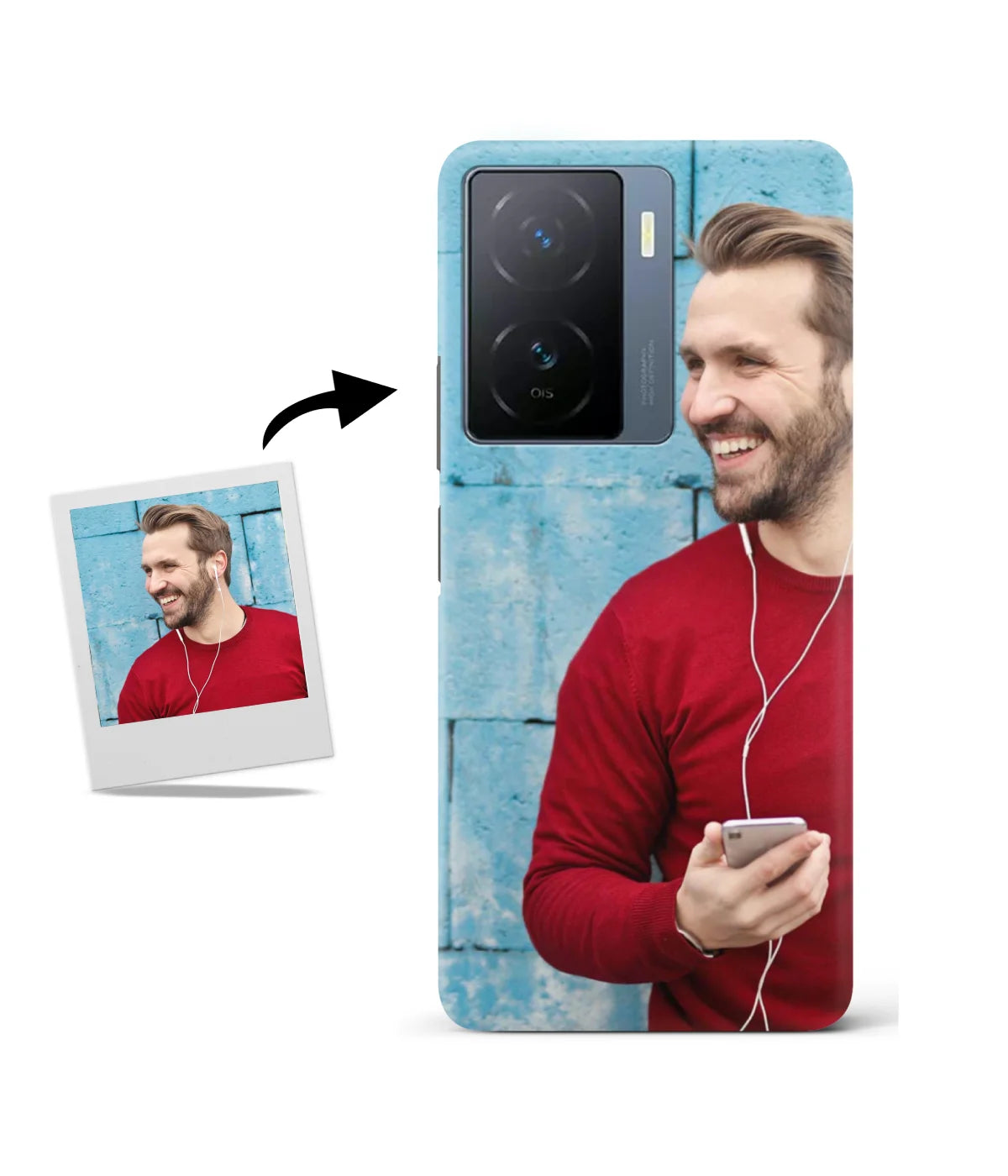 Customized IQOO Z7 5G Slim Hard Case showing a personalized photo print.