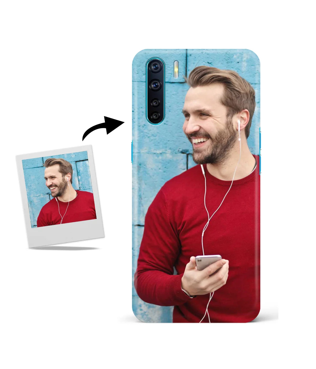 Customized Oppo F15 Slim Hard Case showing a personalized photo print.