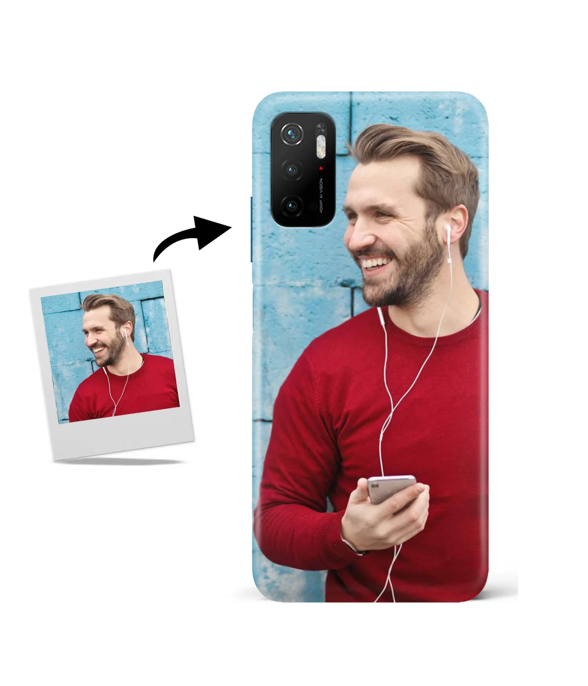 Customized Poco M3 Pro Slim Hard Case showing a personalized photo print.