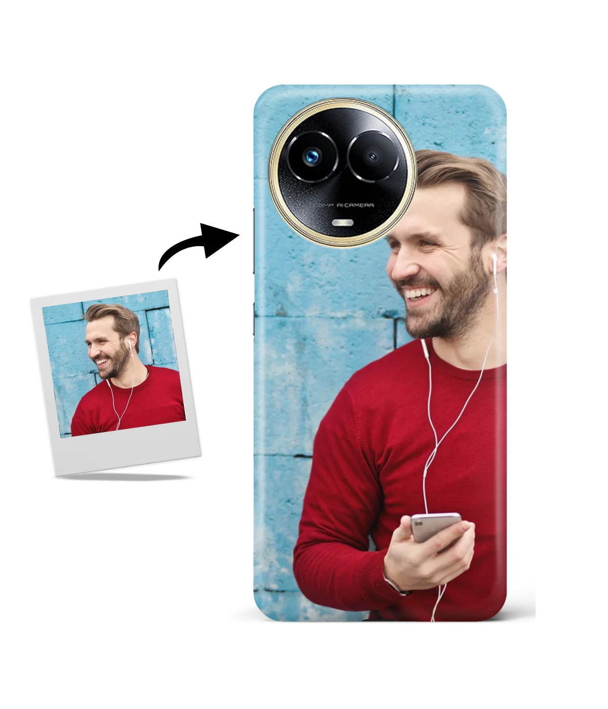 Customized Realme 11 5G Slim Hard Case showing a personalized photo print.