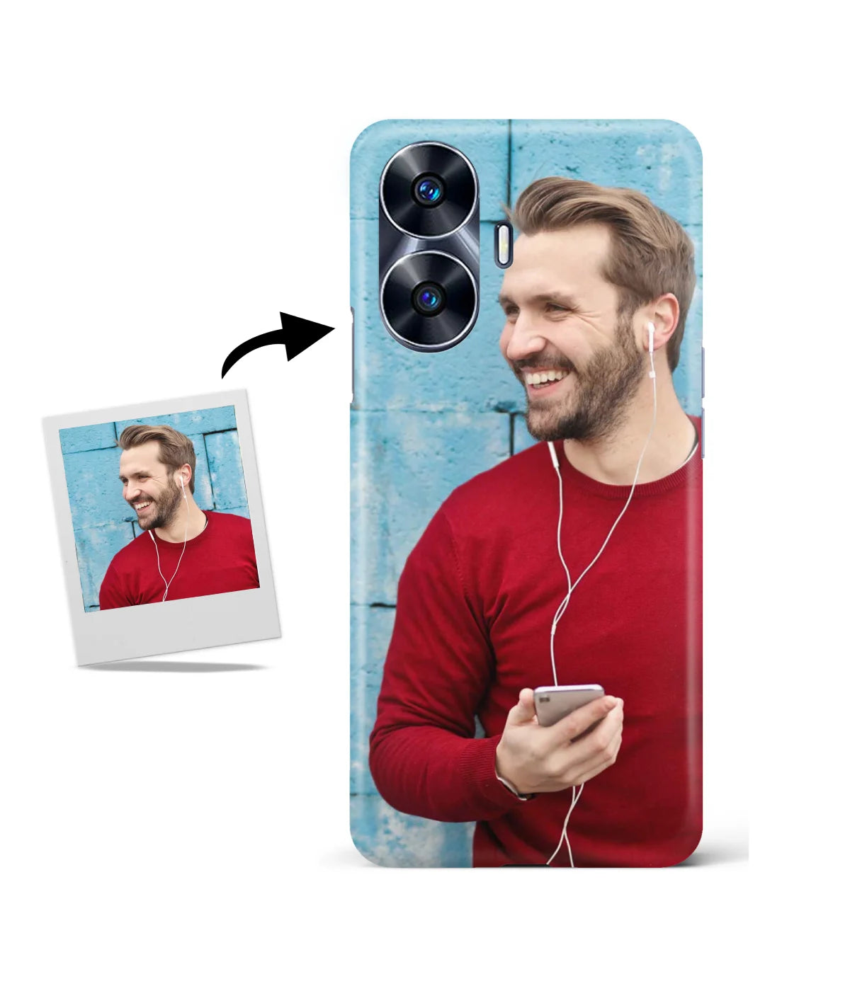 Customized Realme C55 Slim Hard Case showing a personalized photo print.