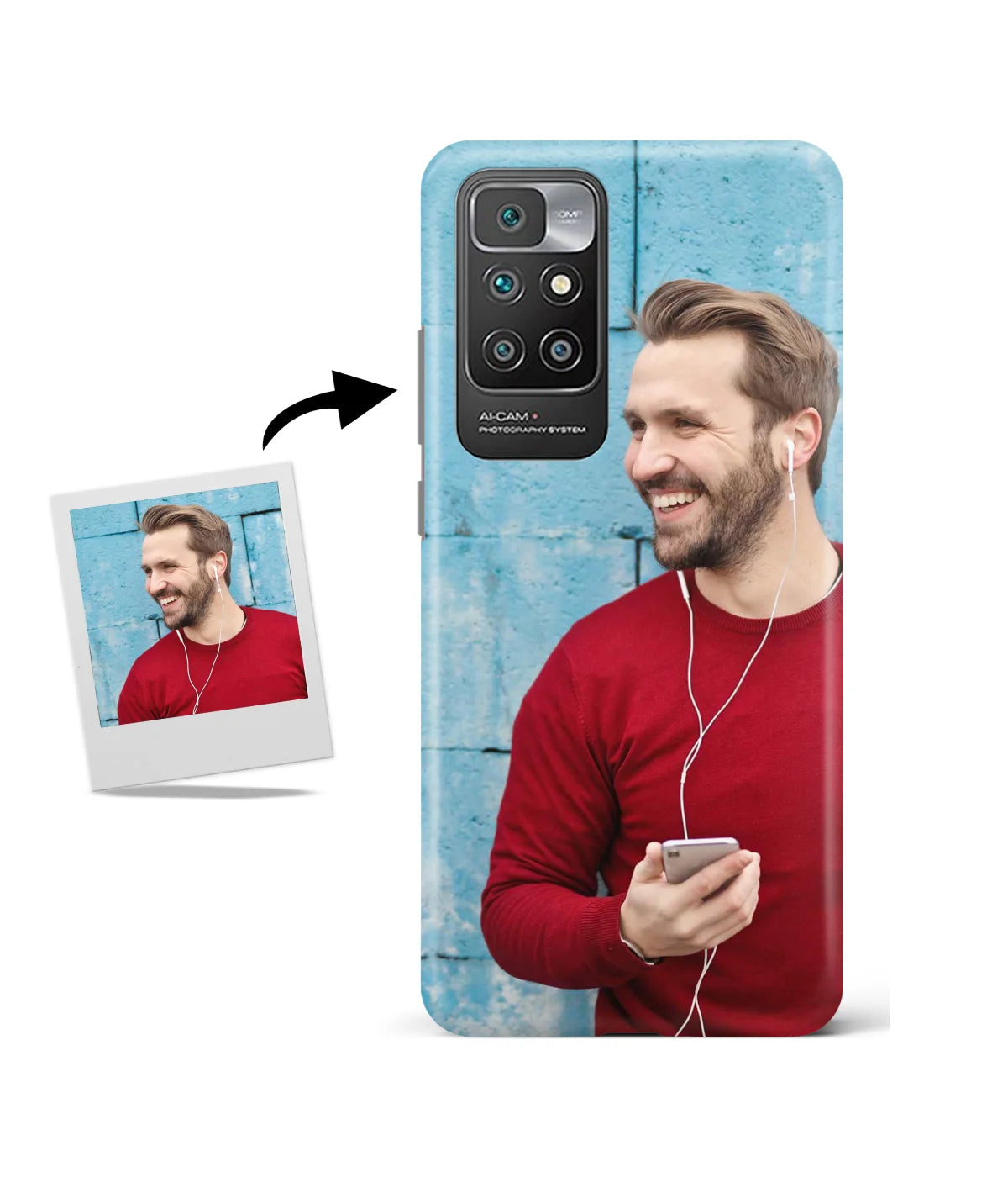 Customized Redmi 10 Slim Hard Case showing a personalized photo print.