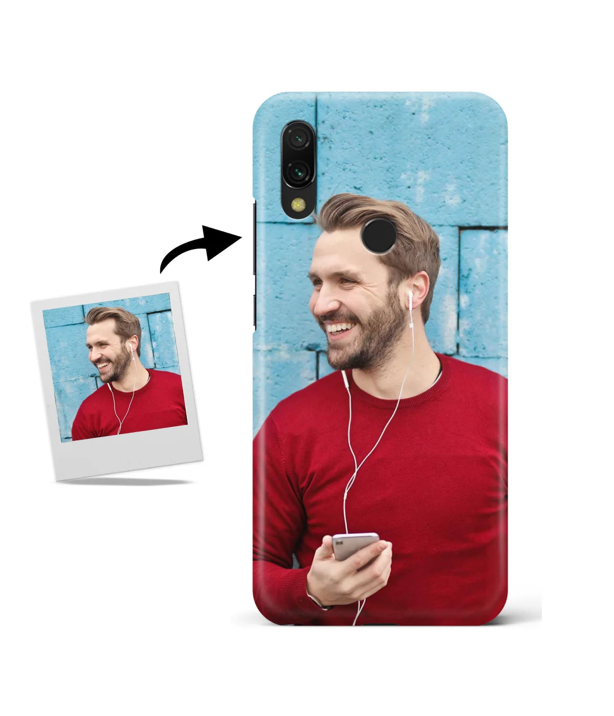 Customized Redmi 7 Slim Hard Case showing a personalized photo print.