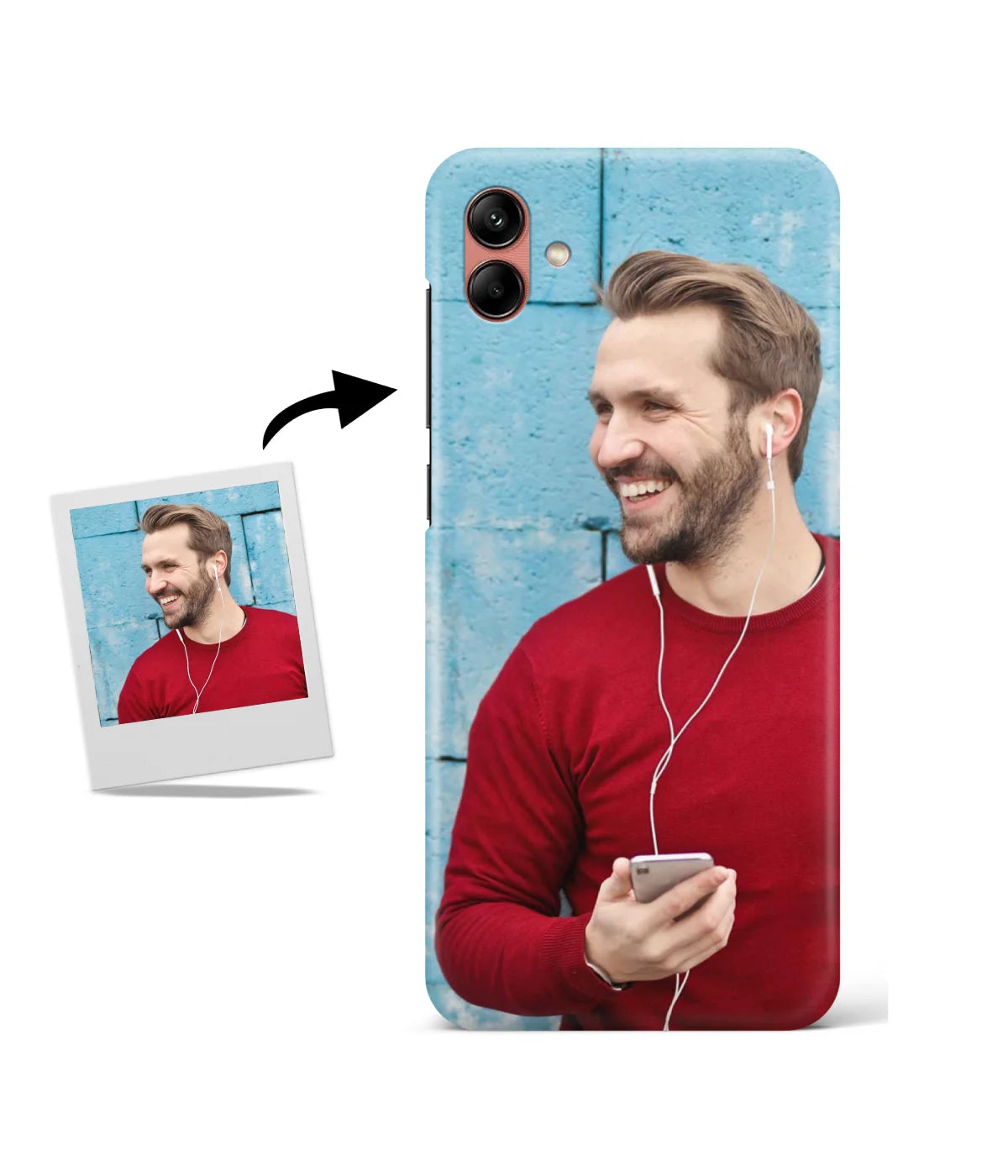 Customized Samsung A04 Slim Hard Case showing a personalized photo print.