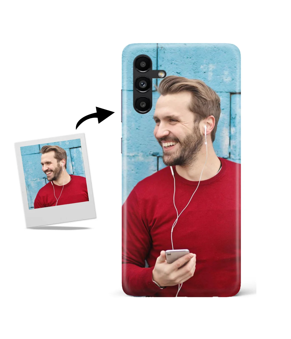 Customized Samsung A13 5G Slim Hard Case showing a personalized photo print.