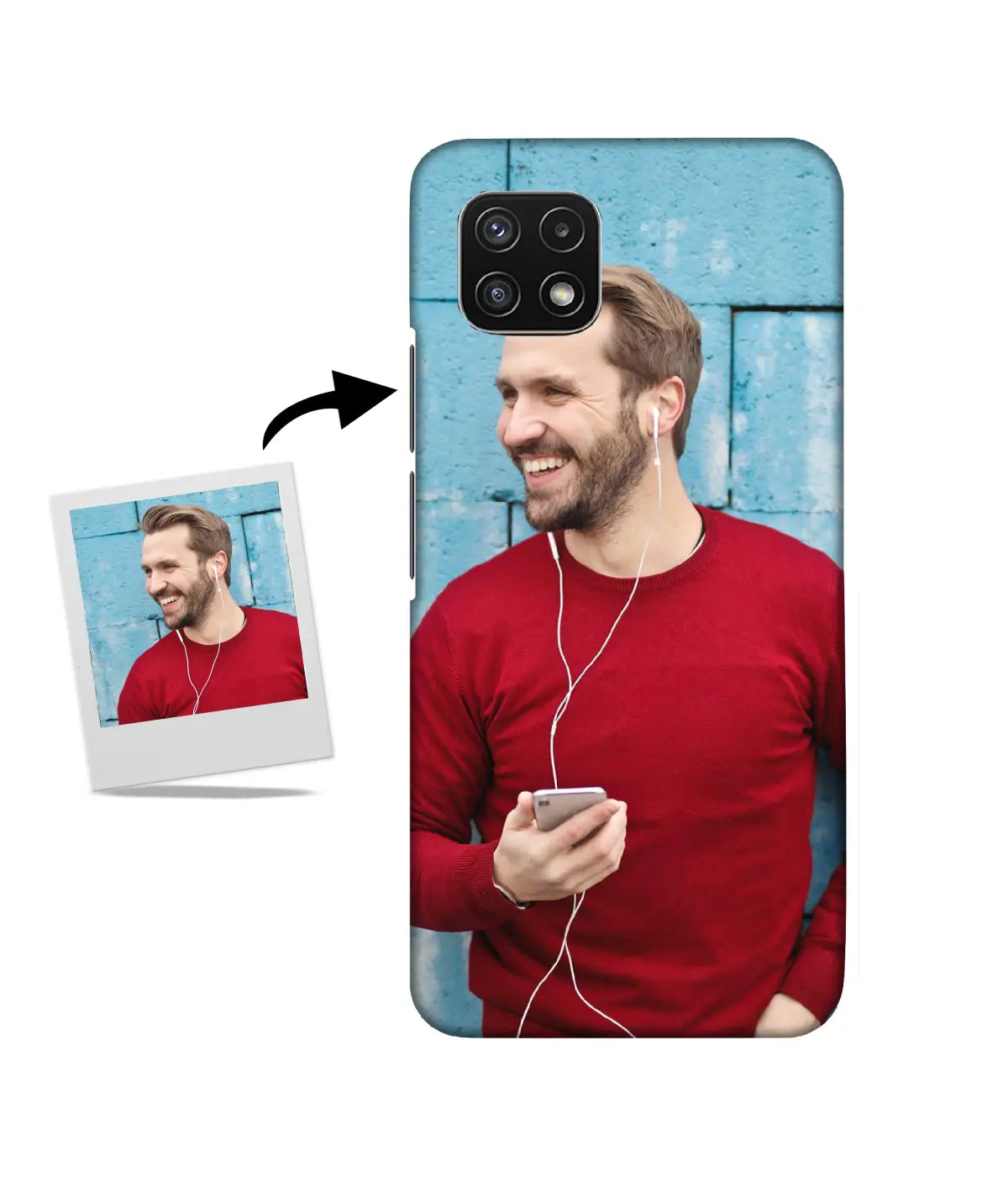 Customized Samsung A22 5G Slim Hard Case showing a personalized photo print.