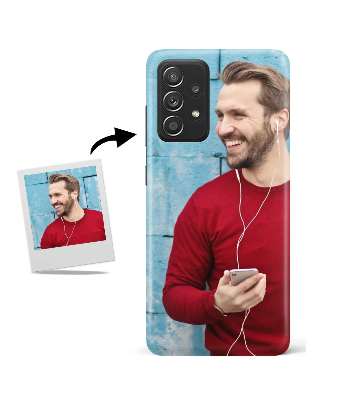 Customized Samsung A53 5G Slim Hard Case showing a personalized photo print.