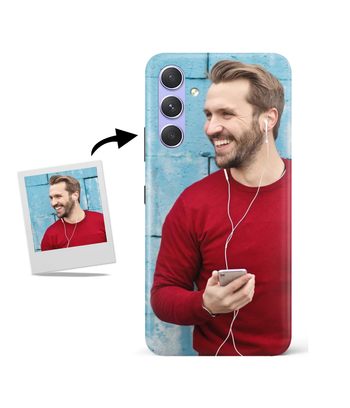 Customized Samsung A54 5G Slim Hard Case showing a personalized photo print.