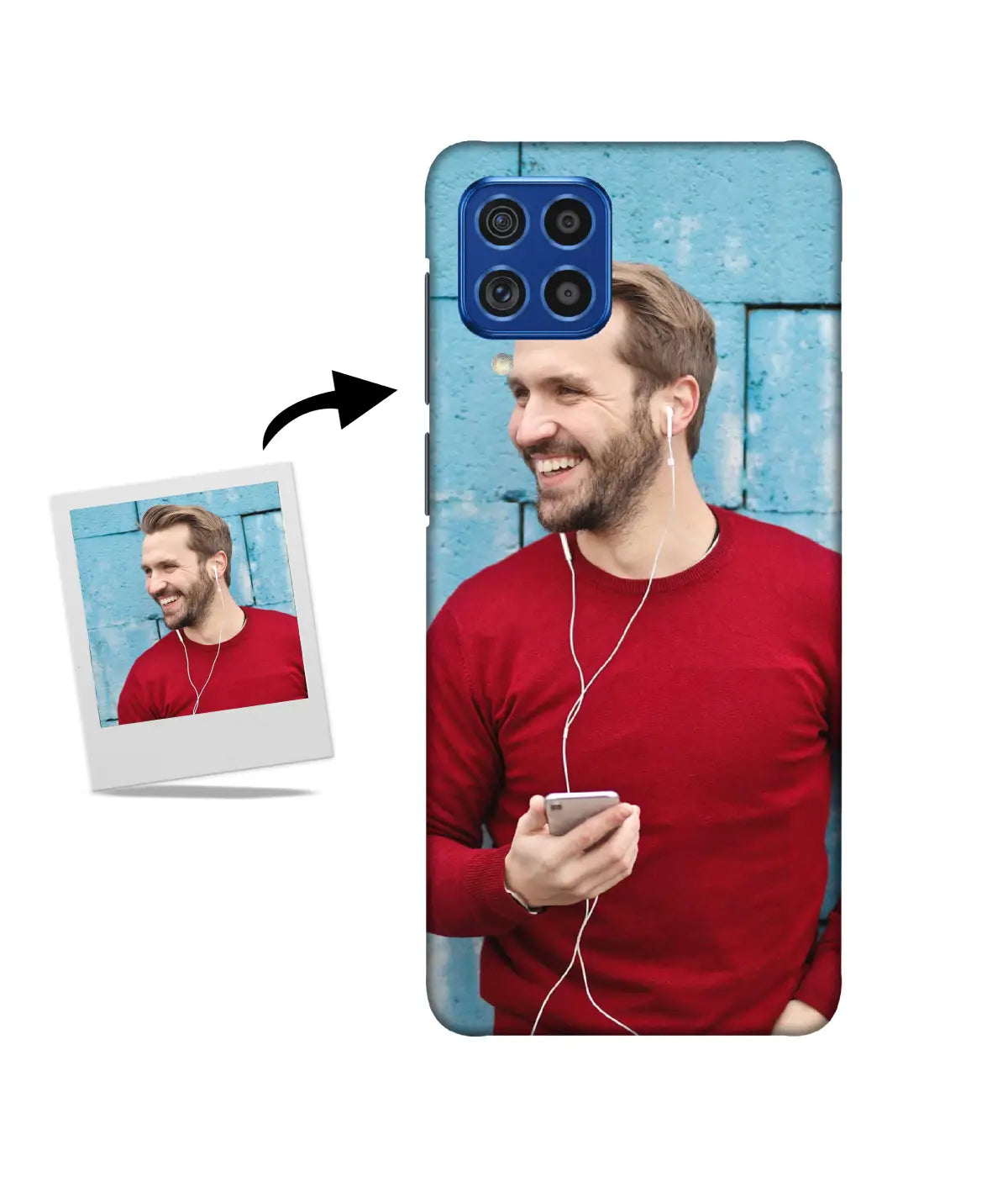Customized Samsung F62 Slim Hard Case showing a personalized photo print.
