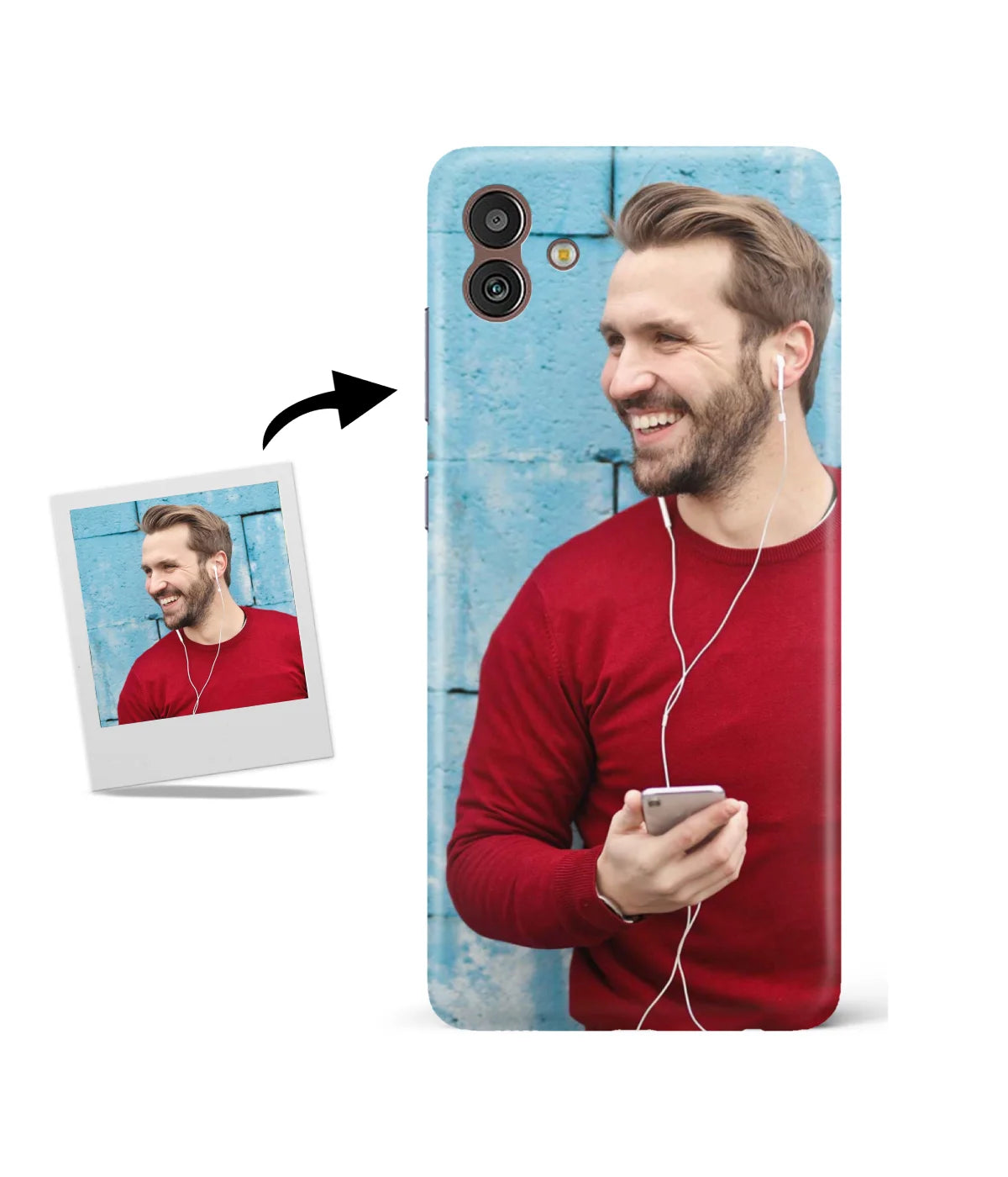 Customized Samsung M13 5G Slim Hard Case showing a personalized photo print.