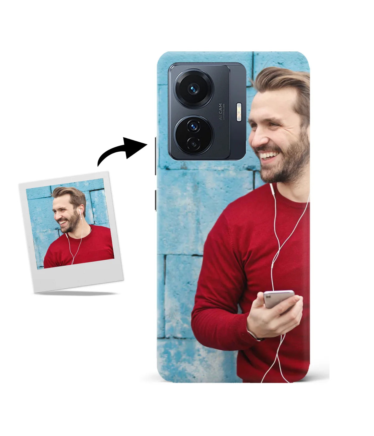 Customized Vivo T1 Pro 5G Slim Hard Case showing a personalized photo print.