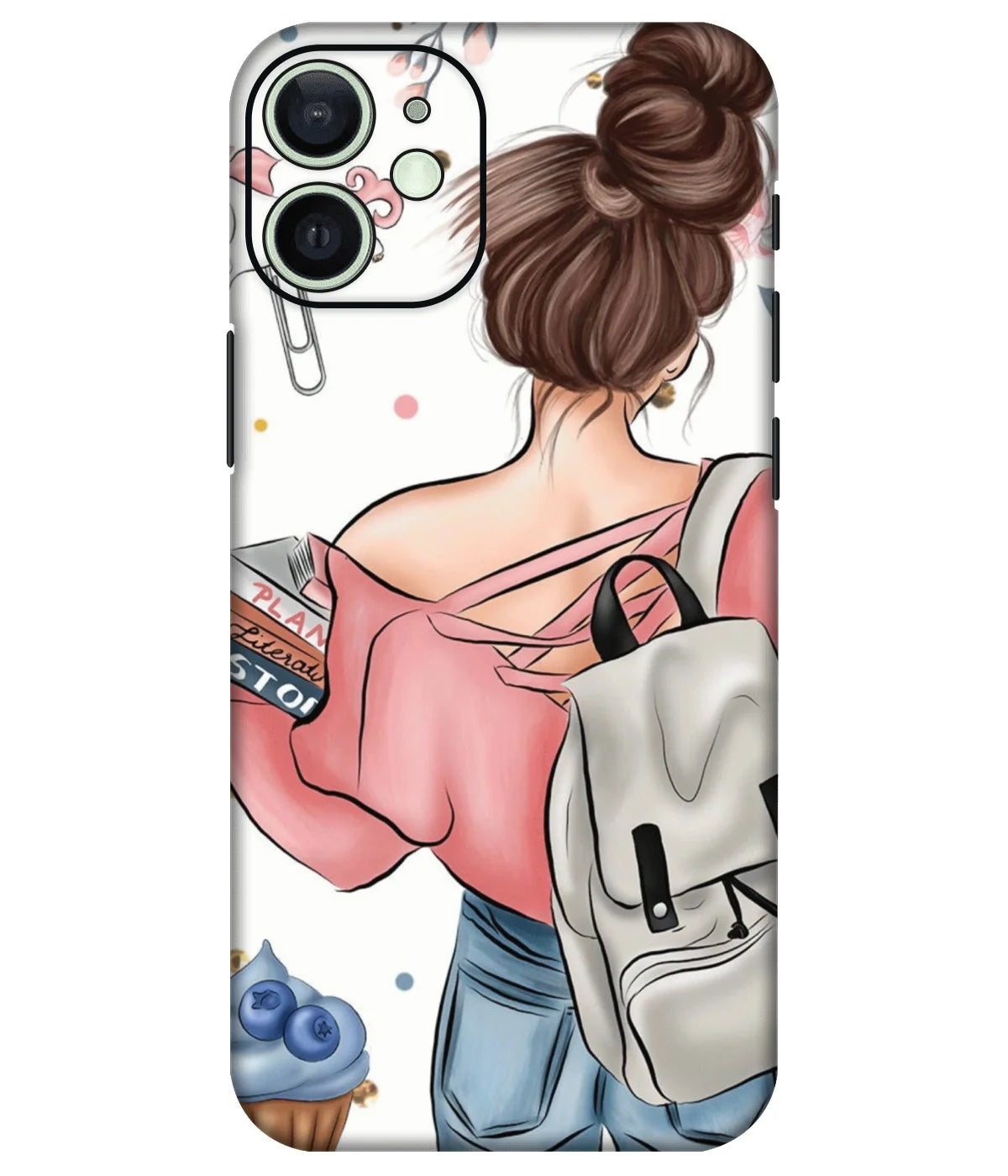 Image of a phone case featuring a mobile skin with a graphic design.