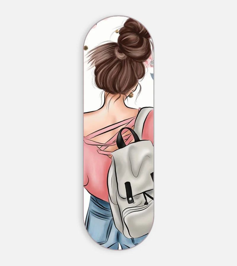 Mobile phone grip slider with a colorful design on a white background