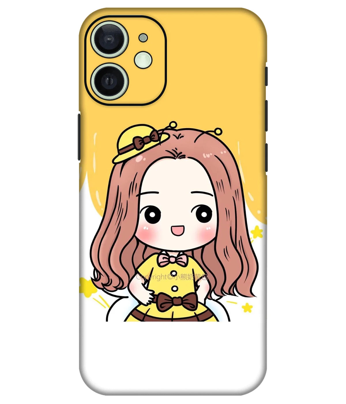 Image of a phone case featuring a mobile skin with a graphic design.