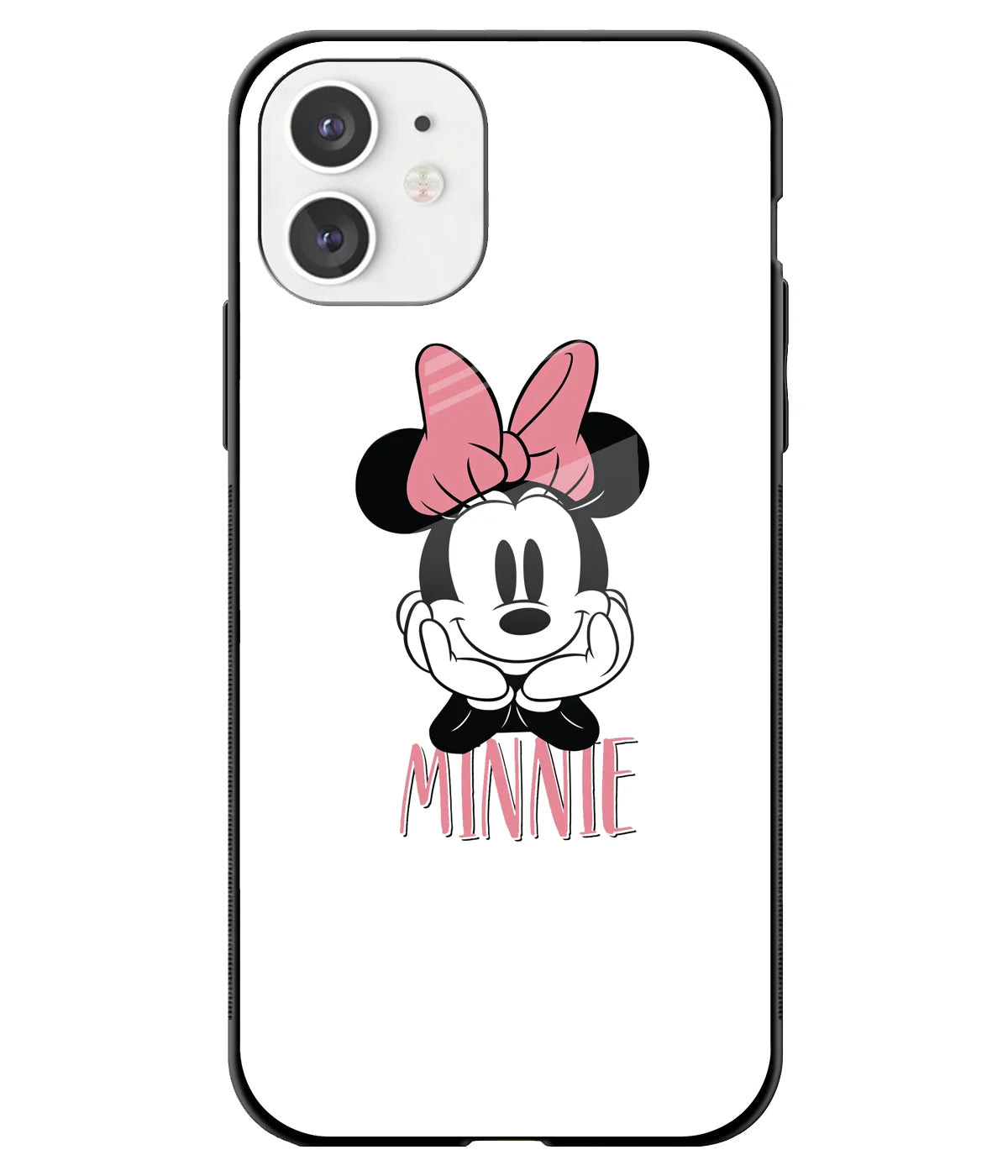 A front-on view of a glass phone case with a colorful design.