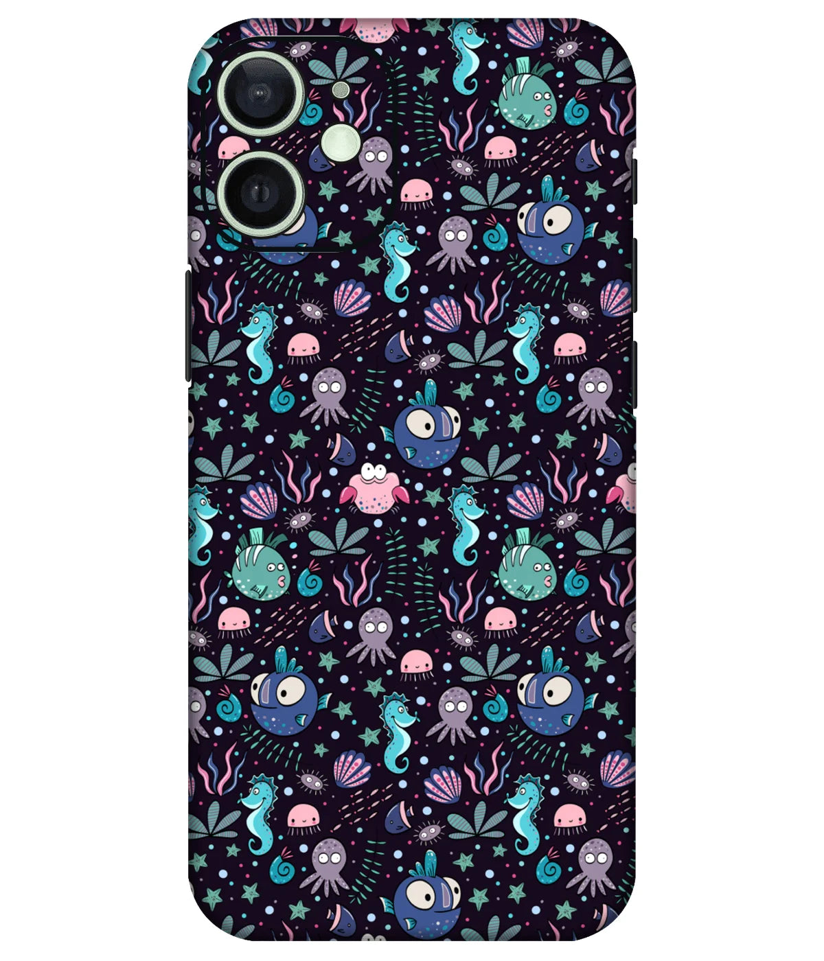 Image of a phone case featuring a mobile skin with a graphic design.