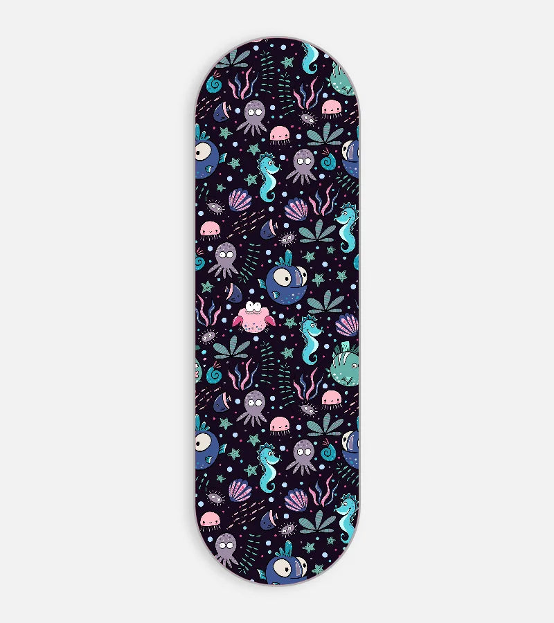 Mobile phone grip slider with a colorful design on a white background