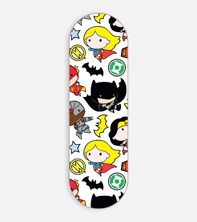 Mobile phone grip slider with a colorful design on a white background