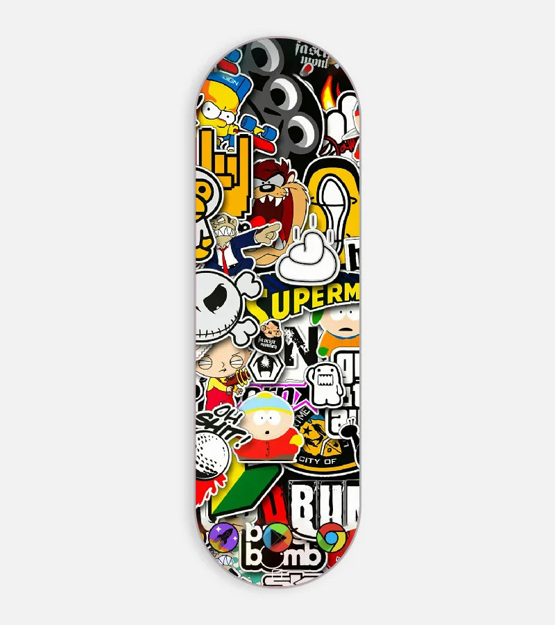 Mobile phone grip slider with a colorful design on a white background