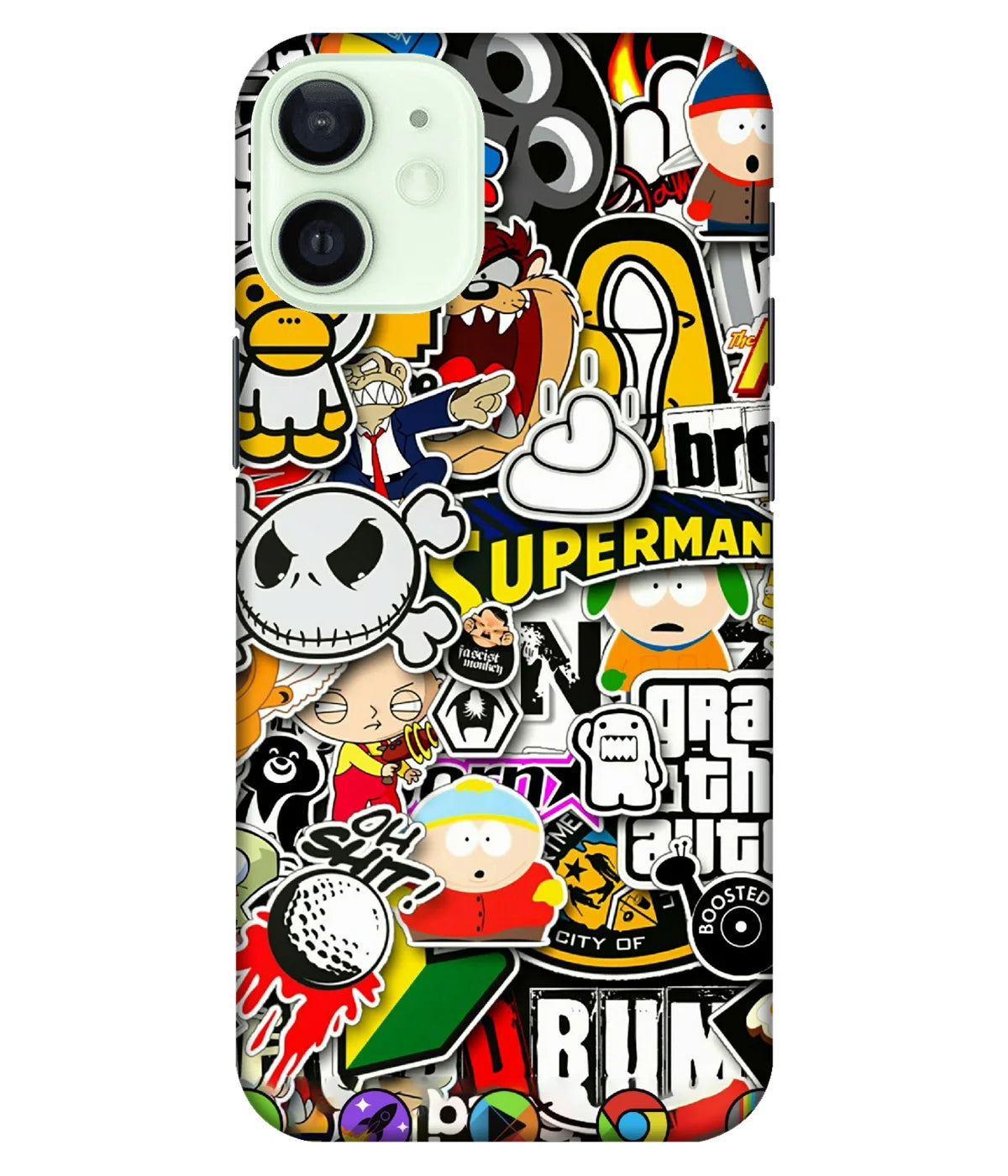 A product shot of a slim hard case with a colorful design.
