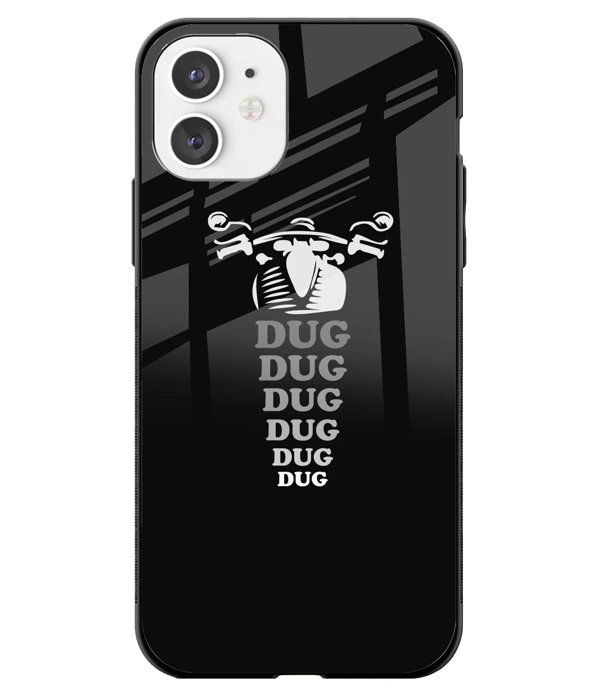 A front-on view of a glass phone case with a colorful design.