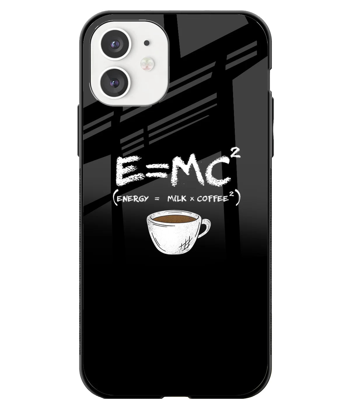 A front-on view of a glass phone case with a colorful design.
