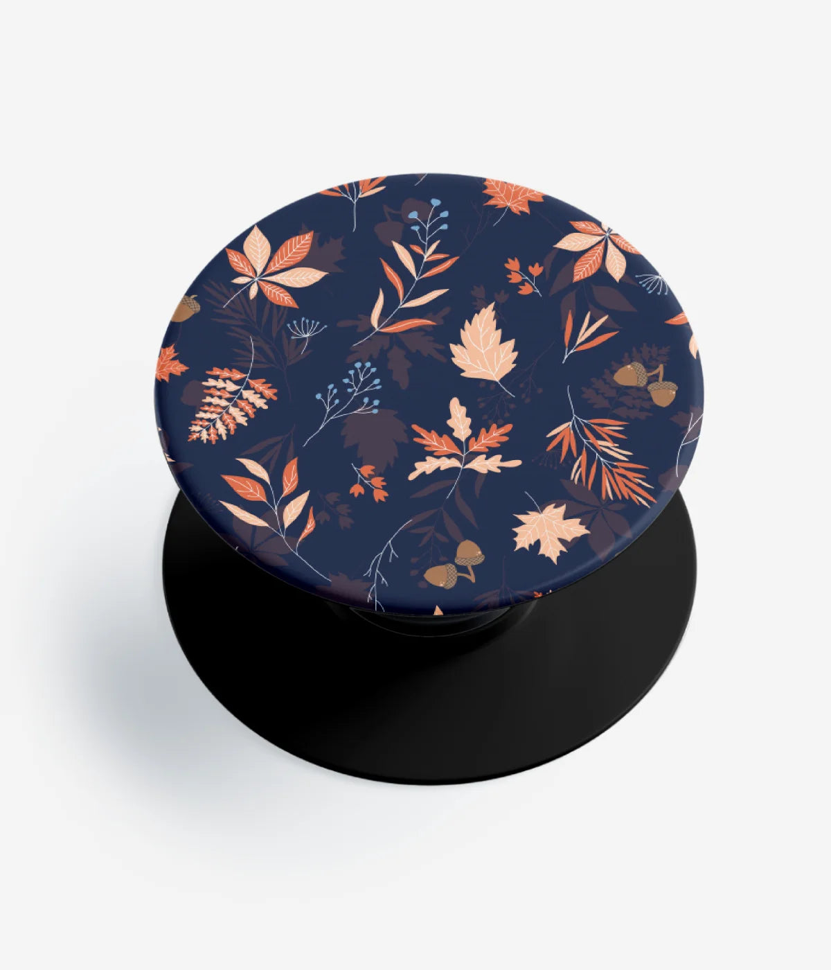 A top-down view of a phone grip holder on a clean white background