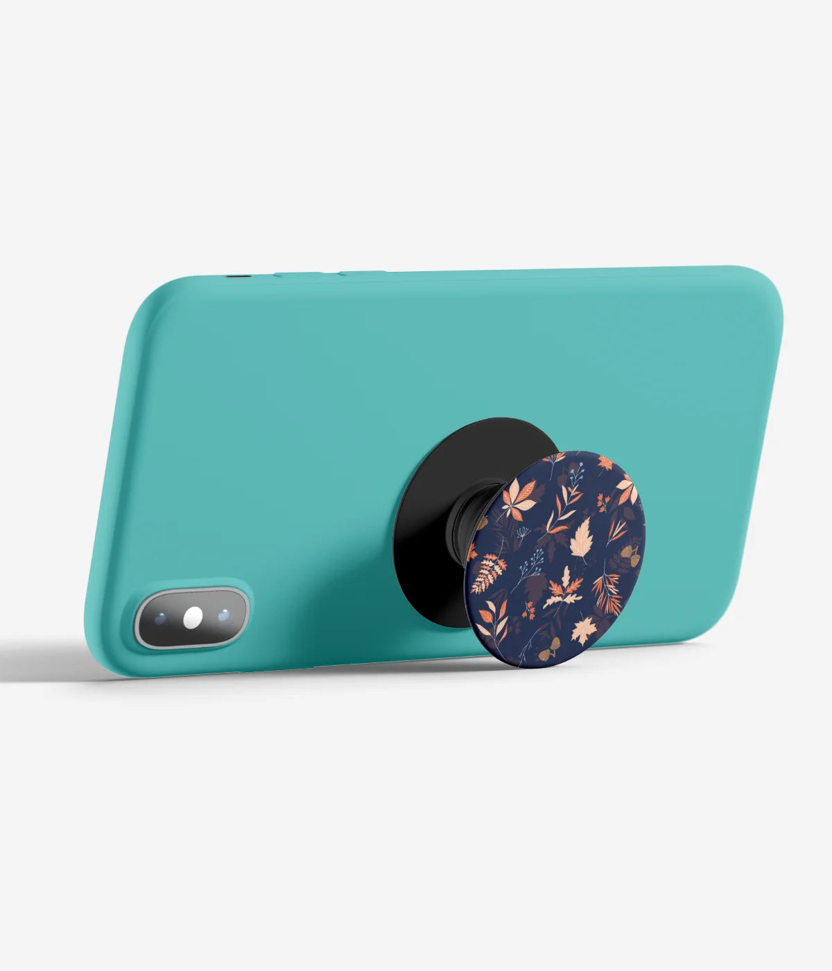 An image demonstrating how to use the phone grip as a stand to hold a mobile phone in landscape mode for hands-free viewing