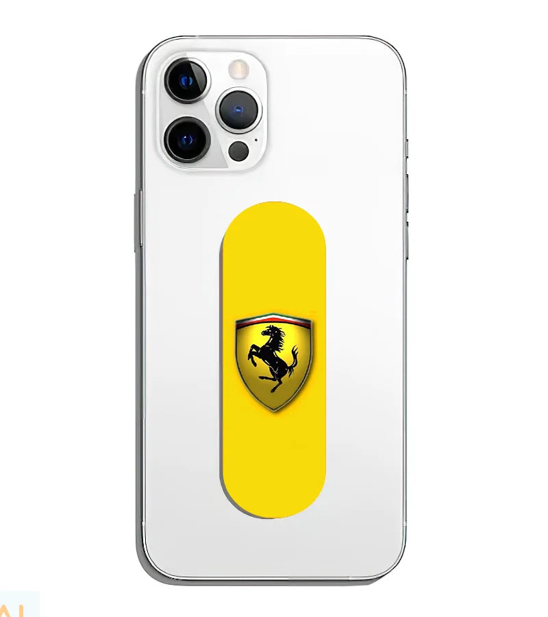 A phone grip slider applied to the back of a smartphone.