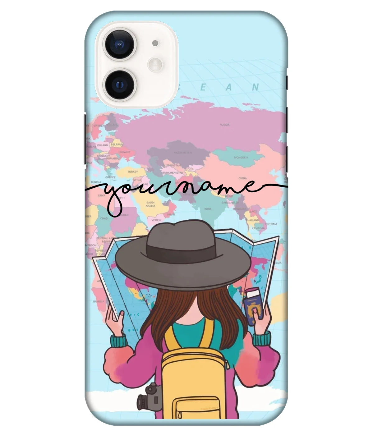 A product shot of a slim hard case with a customizable name.