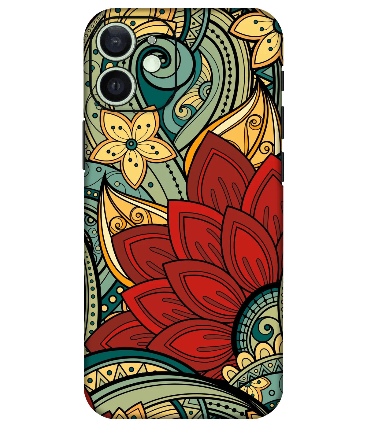 Image of a phone case featuring a mobile skin with a graphic design.