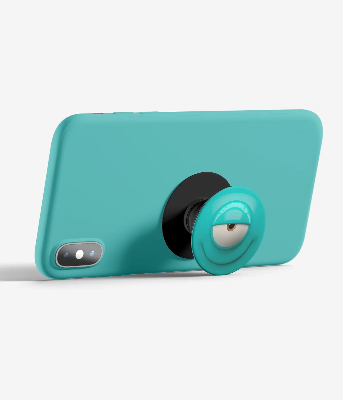 An image demonstrating how to use the phone grip as a stand to hold a mobile phone in landscape mode for hands-free viewing